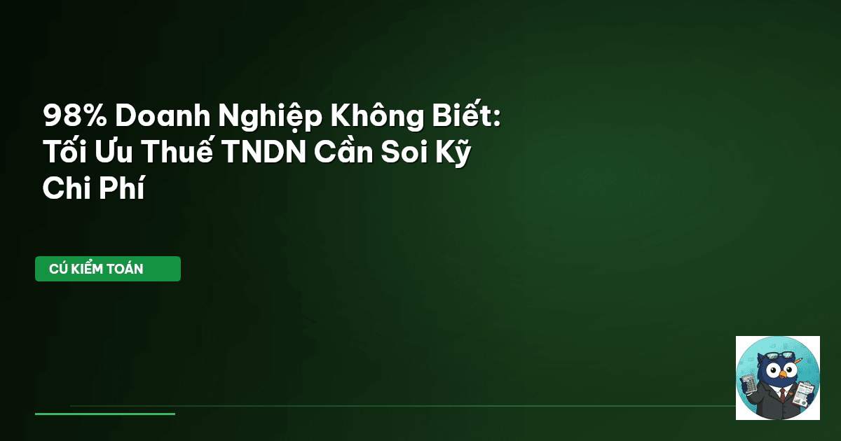 98% Doanh Nghiệp Không Biết: Tối Ưu Thuế TNDN Cần Soi Kỹ Chi Phí