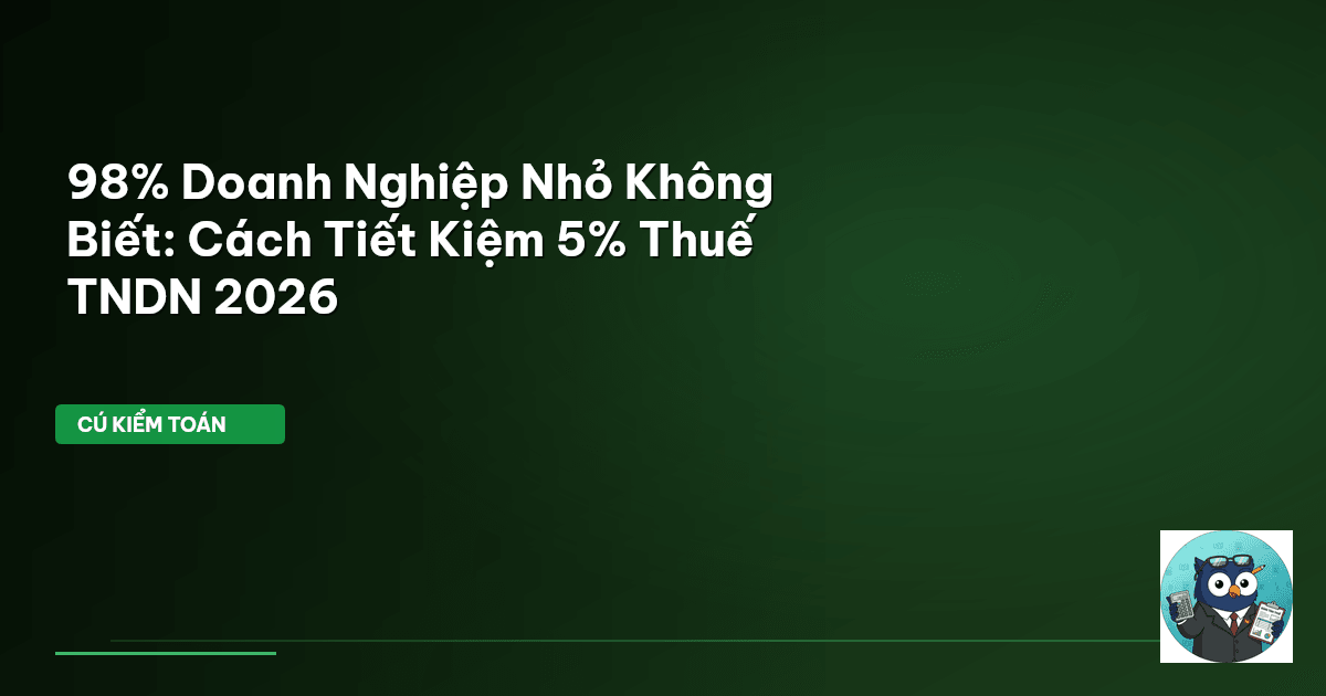 98% Doanh Nghiệp Nhỏ Không Biết: Cách Tiết Kiệm 5% Thuế TNDN 2026