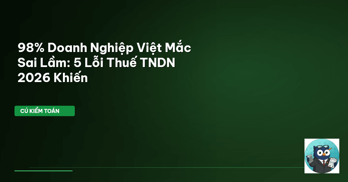 98% Doanh Nghiệp Việt Mắc Sai Lầm: 5 Lỗi Thuế TNDN 2026 Khiến