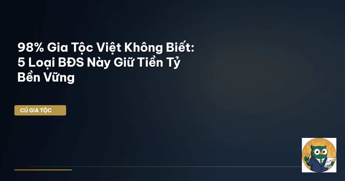 98% Gia Tộc Việt Không Biết: 5 Loại BĐS Này Giữ Tiền Tỷ Bền Vững