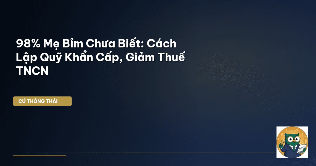98% Mẹ Bỉm Chưa Biết: Cách Lập Quỹ Khẩn Cấp, Giảm Thuế TNCN
