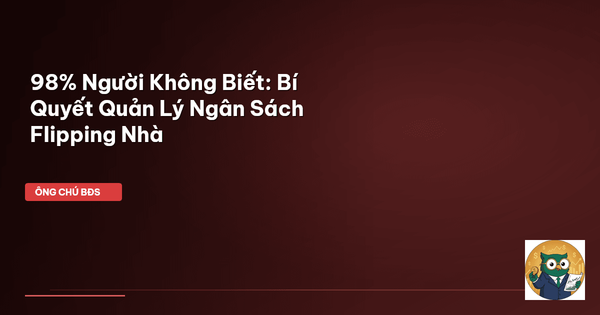 98% Người Không Biết: Bí Quyết Quản Lý Ngân Sách Flipping Nhà