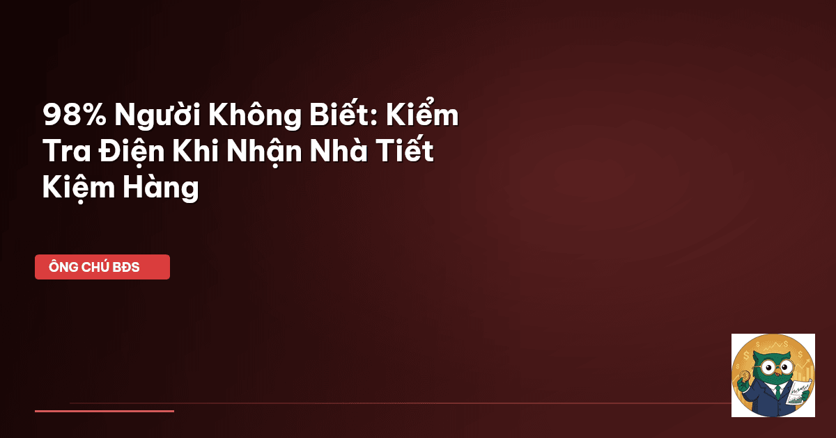 98% Người Không Biết: Kiểm Tra Điện Khi Nhận Nhà Tiết Kiệm Hàng