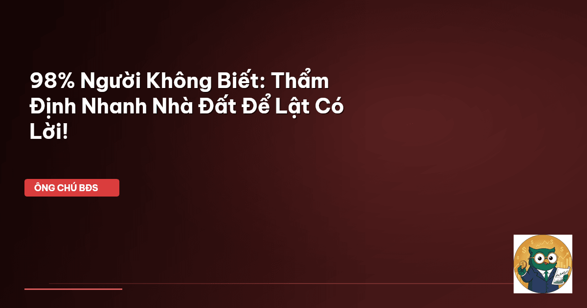 98% Người Không Biết: Thẩm Định Nhanh Nhà Đất Để Lật Có Lời!
