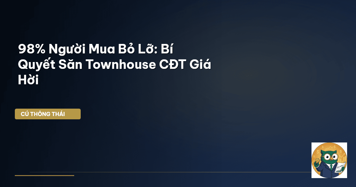 98% Người Mua Bỏ Lỡ: Bí Quyết Săn Townhouse CĐT Giá Hời