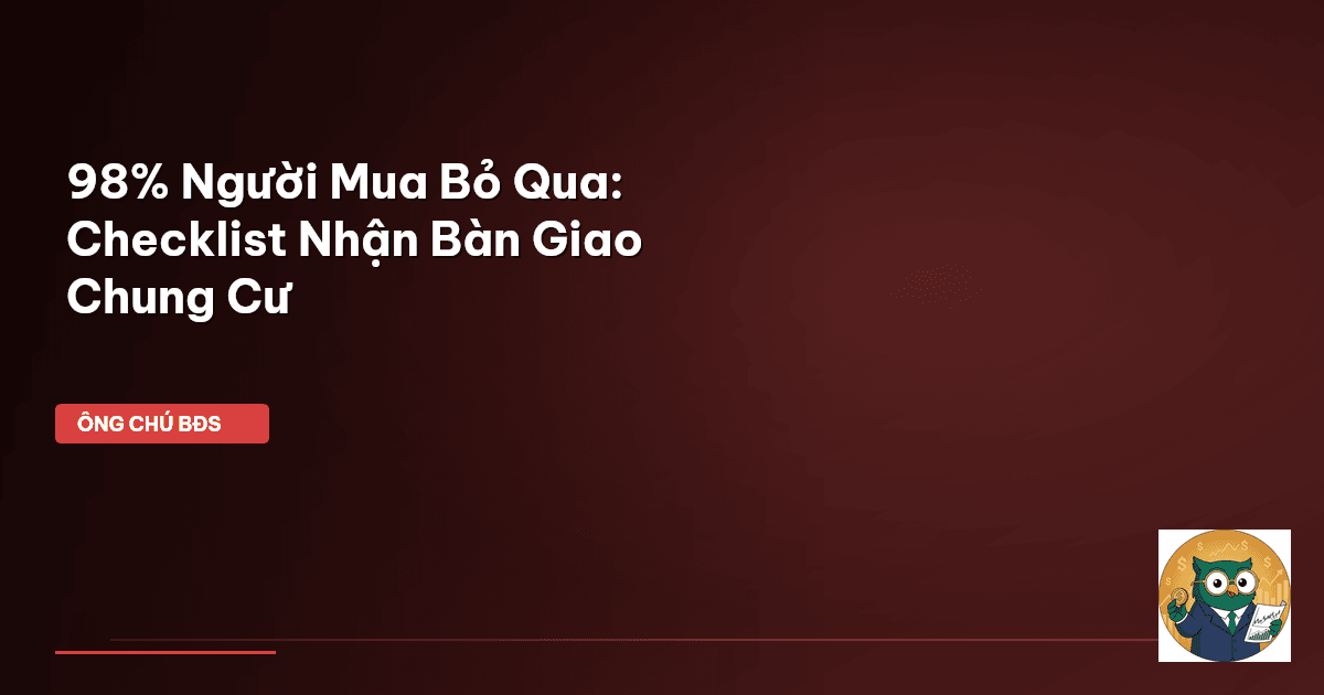 98% Người Mua Bỏ Qua: Checklist Nhận Bàn Giao Chung Cư
