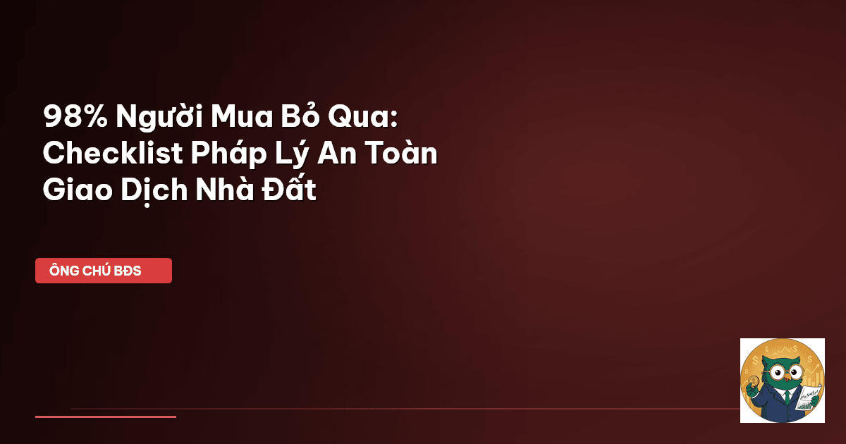 98% Người Mua Bỏ Qua: Checklist Pháp Lý An Toàn Giao Dịch Nhà Đất