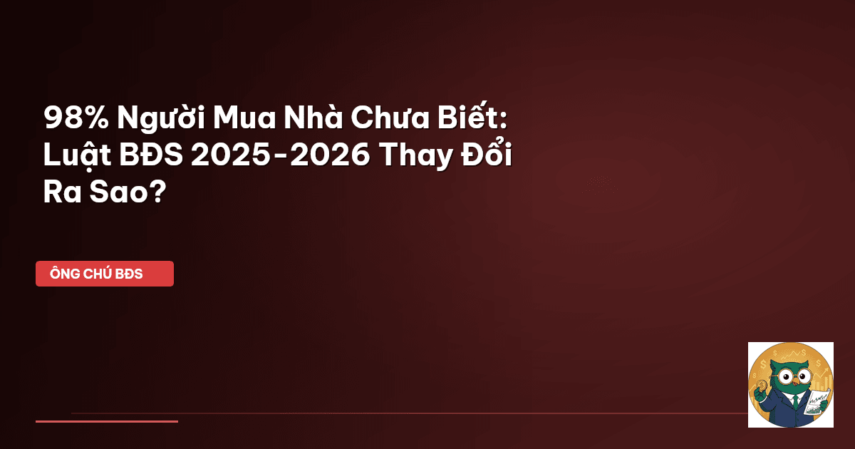 98% Người Mua Nhà Chưa Biết: Luật BĐS 2025-2026 Thay Đổi Ra Sao?