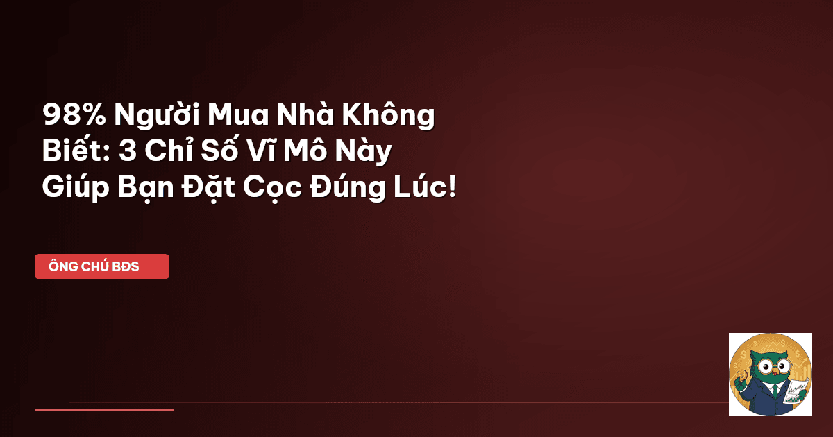 98% Người Mua Nhà Không Biết: 3 Chỉ Số Vĩ Mô Này Giúp Bạn Đặt Cọc Đúng Lúc!