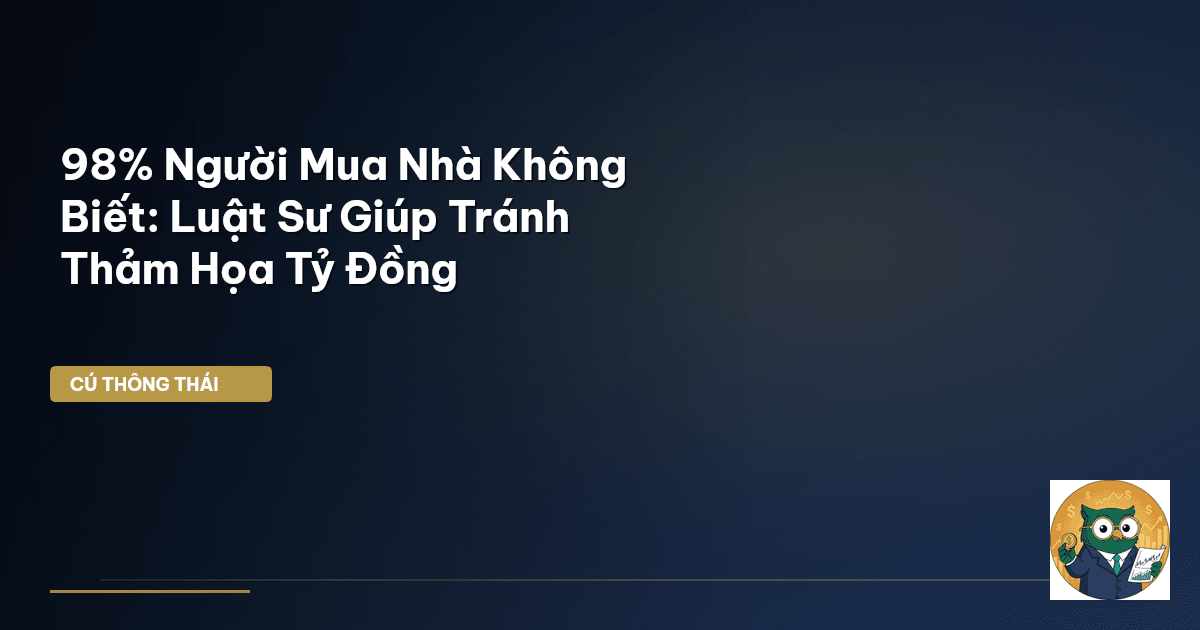 98% Người Mua Nhà Không Biết: Luật Sư Giúp Tránh Thảm Họa Tỷ Đồng