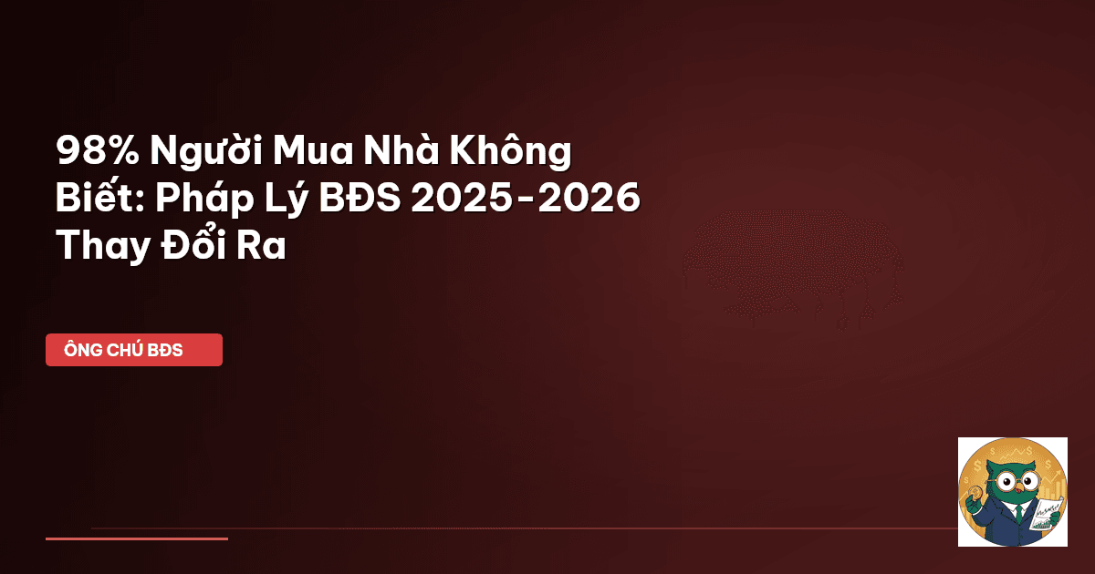 98% Người Mua Nhà Không Biết: Pháp Lý BĐS 2025-2026 Thay Đổi Ra
