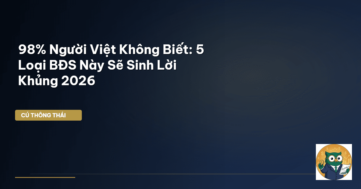 98% Người Việt Không Biết: 5 Loại BĐS Này Sẽ Sinh Lời Khủng 2026