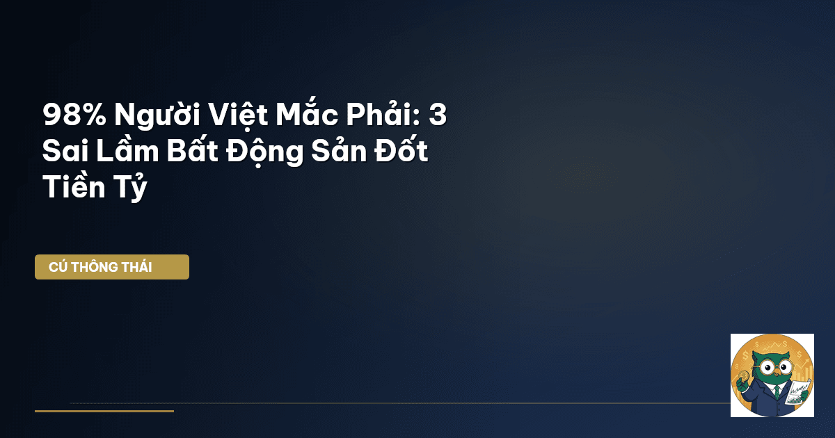98% Người Việt Mắc Phải: 3 Sai Lầm Bất Động Sản Đốt Tiền Tỷ