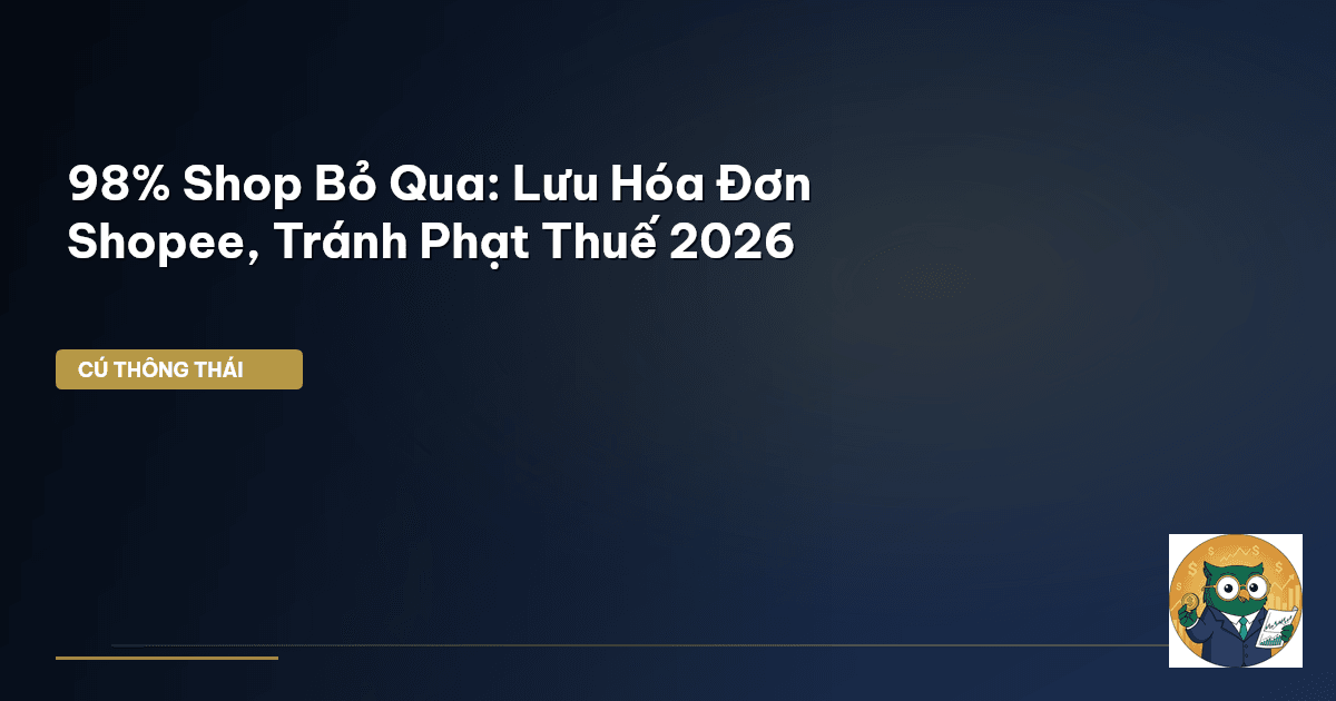 98% Shop Bỏ Qua: Lưu Hóa Đơn Shopee, Tránh Phạt Thuế 2026