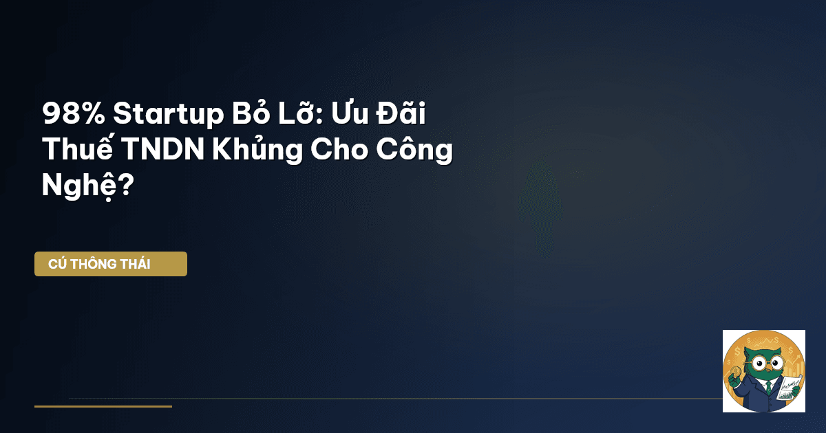98% Startup Bỏ Lỡ: Ưu Đãi Thuế TNDN Khủng Cho Công Nghệ?