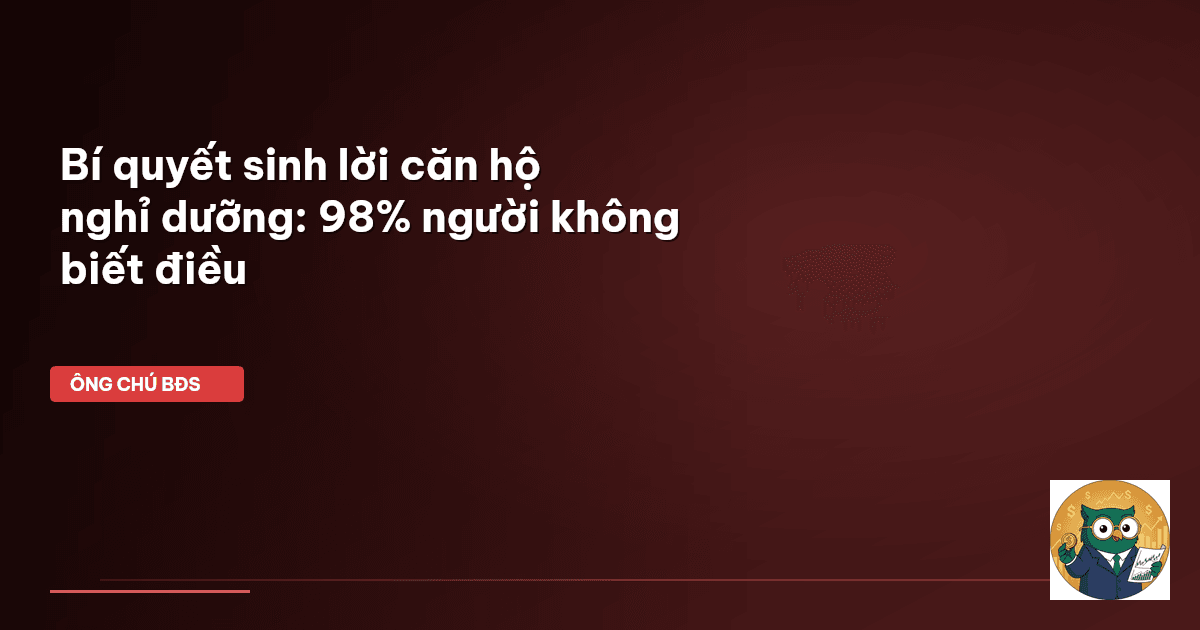 Bí quyết sinh lời căn hộ nghỉ dưỡng: 98% người không biết điều