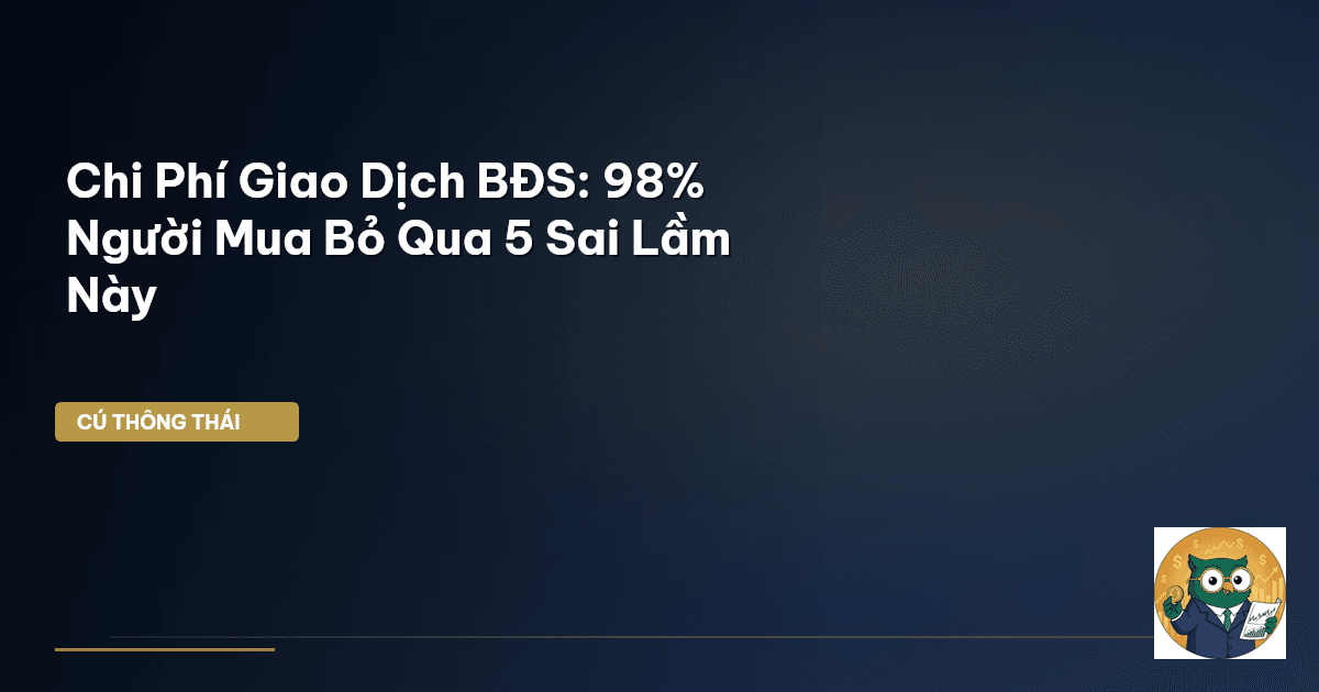 Chi Phí Giao Dịch BĐS: 98% Người Mua Bỏ Qua 5 Sai Lầm Này