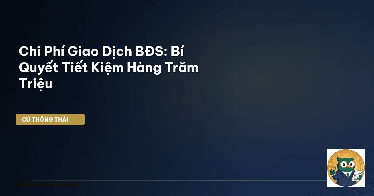 Chi Phí Giao Dịch BĐS: Bí Quyết Tiết Kiệm Hàng Trăm Triệu