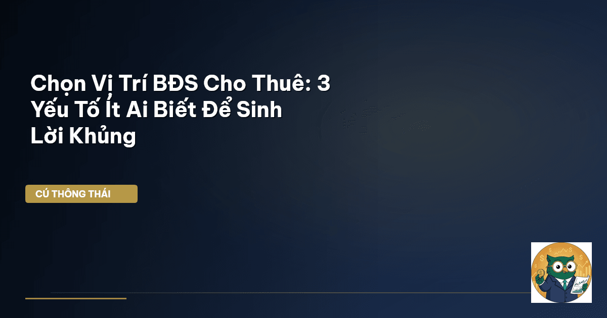Chọn Vị Trí BĐS Cho Thuê: 3 Yếu Tố Ít Ai Biết Để Sinh Lời Khủng