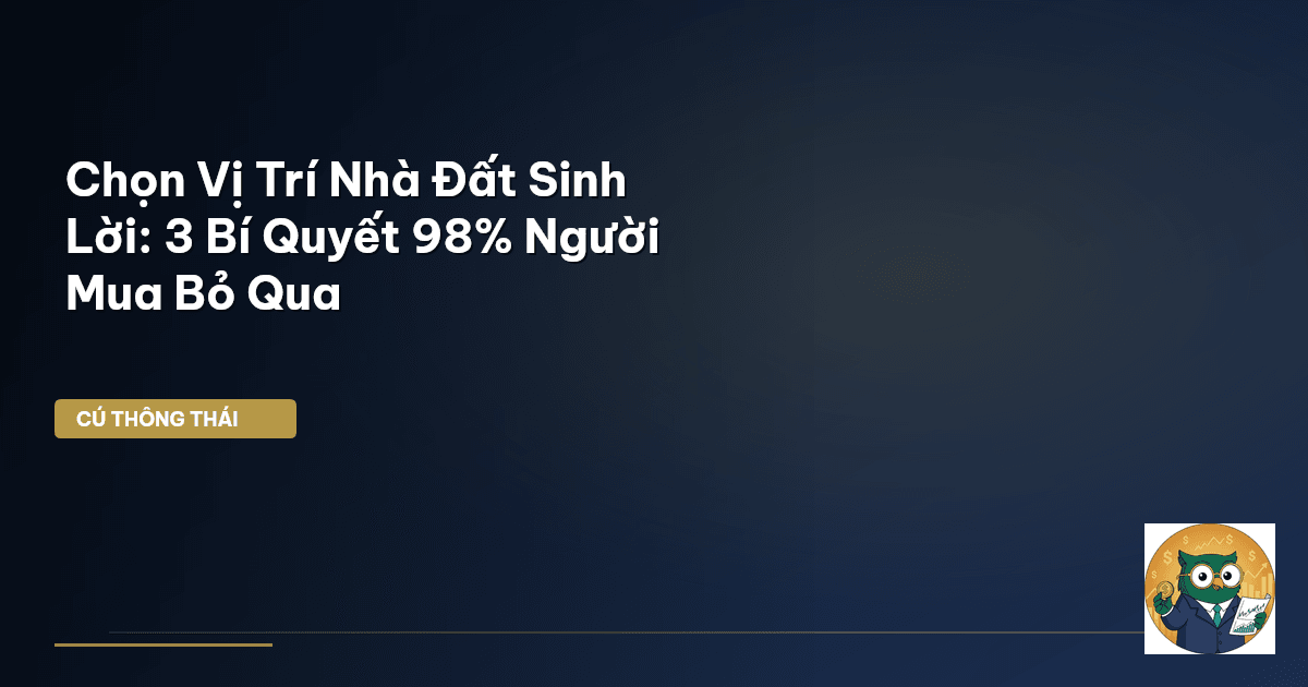 Chọn Vị Trí Nhà Đất Sinh Lời: 3 Bí Quyết 98% Người Mua Bỏ Qua
