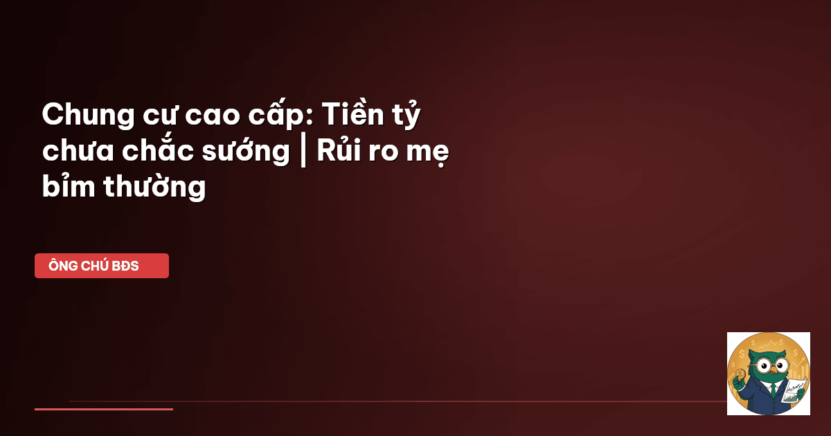 Chung cư cao cấp: Tiền tỷ chưa chắc sướng | Rủi ro mẹ bỉm thường