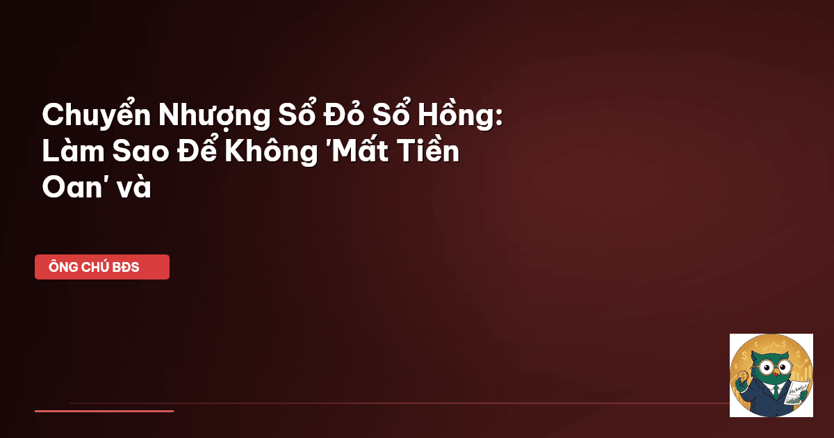 Chuyển Nhượng Sổ Đỏ Sổ Hồng: Làm Sao Để Không 'Mất Tiền Oan' và