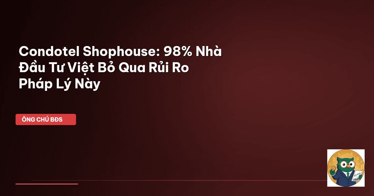 Condotel Shophouse: 98% Nhà Đầu Tư Việt Bỏ Qua Rủi Ro Pháp Lý Này