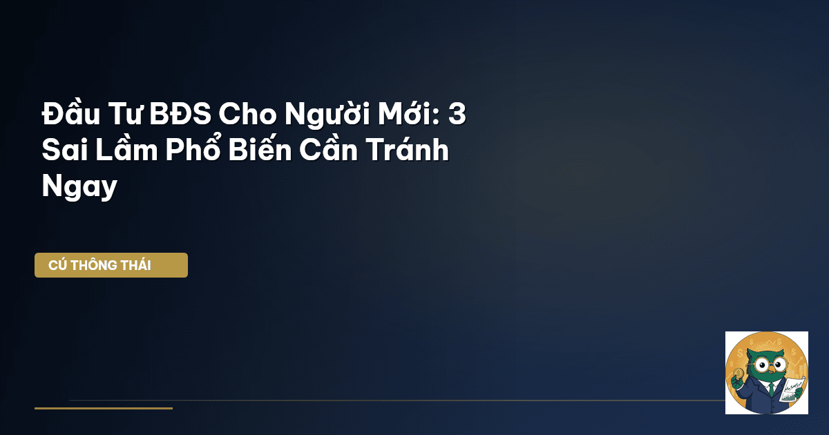 Đầu Tư BĐS Cho Người Mới: 3 Sai Lầm Phổ Biến Cần Tránh Ngay
