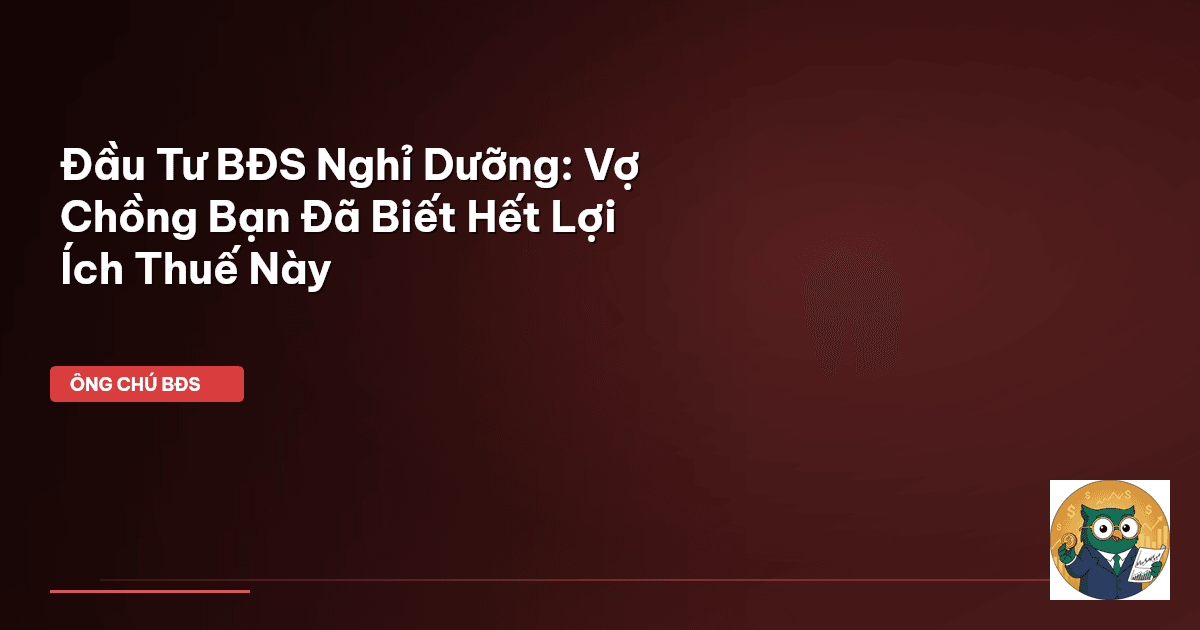 Đầu Tư BĐS Nghỉ Dưỡng: Vợ Chồng Bạn Đã Biết Hết Lợi Ích Thuế Này