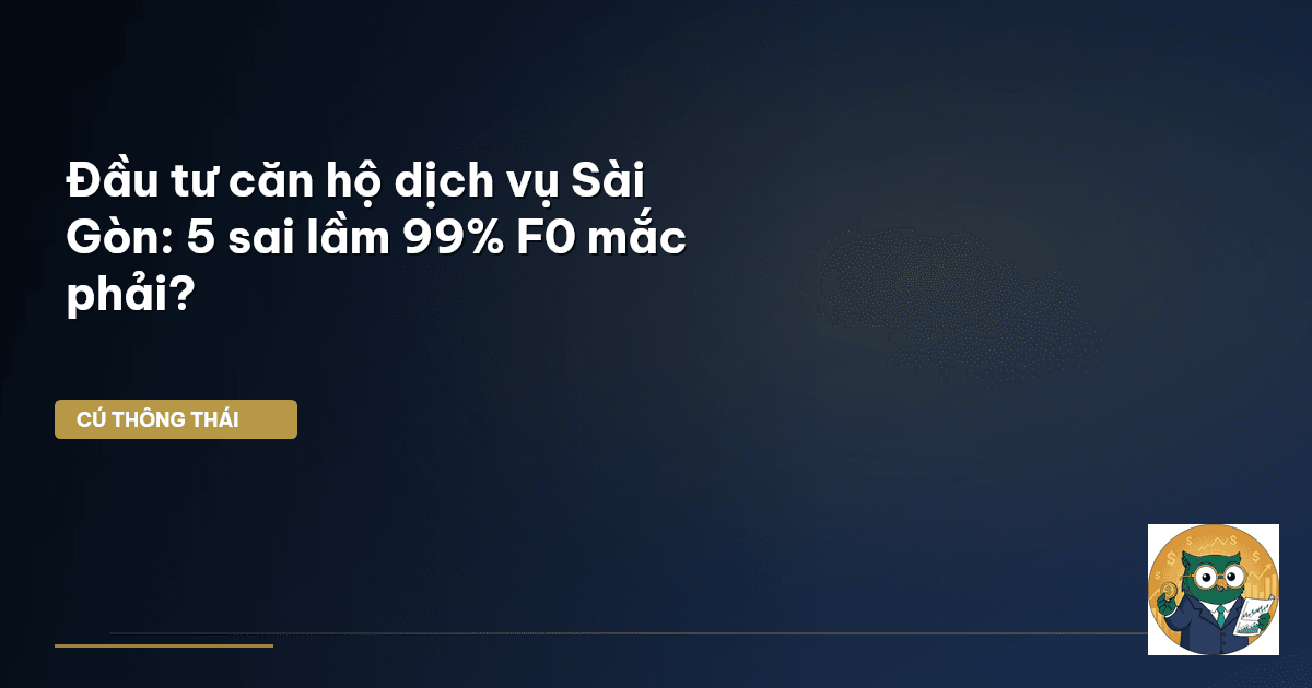 Đầu tư căn hộ dịch vụ Sài Gòn: 5 sai lầm 99% F0 mắc phải?