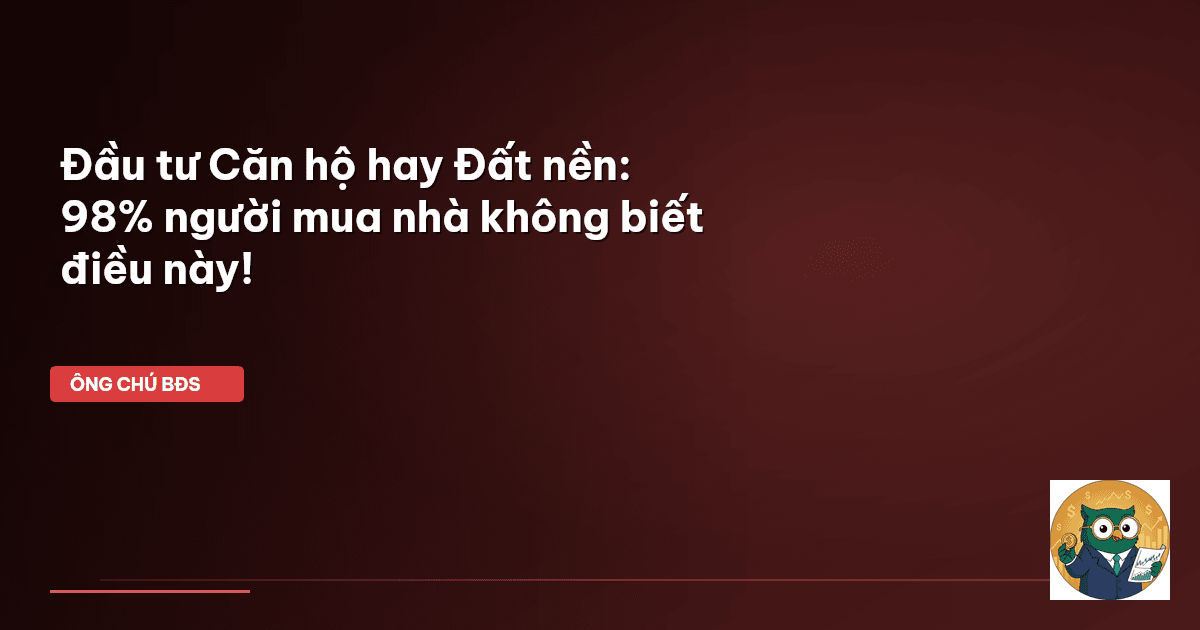 Đầu tư Căn hộ hay Đất nền: 98% người mua nhà không biết điều này!