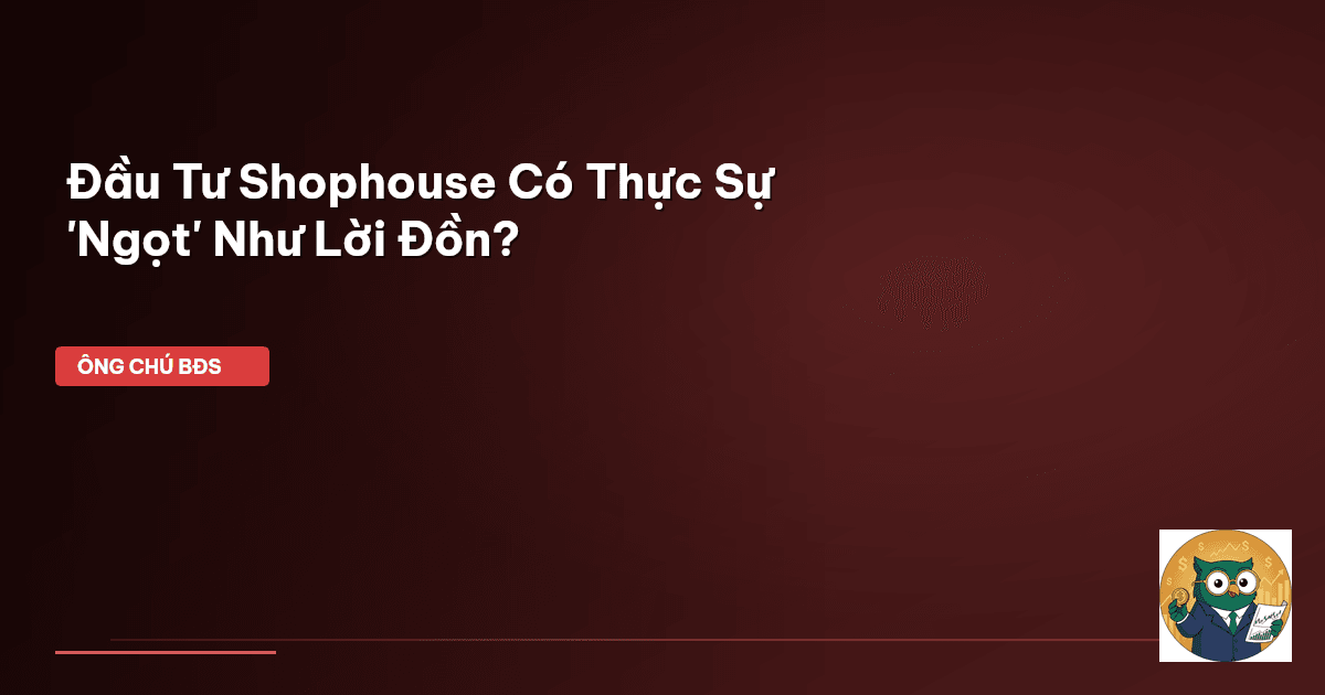 Đầu Tư Shophouse Có Thực Sự 'Ngọt' Như Lời Đồn?