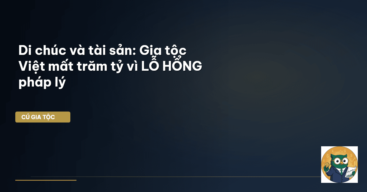 Di chúc và tài sản: Gia tộc Việt mất trăm tỷ vì LỖ HỔNG pháp lý