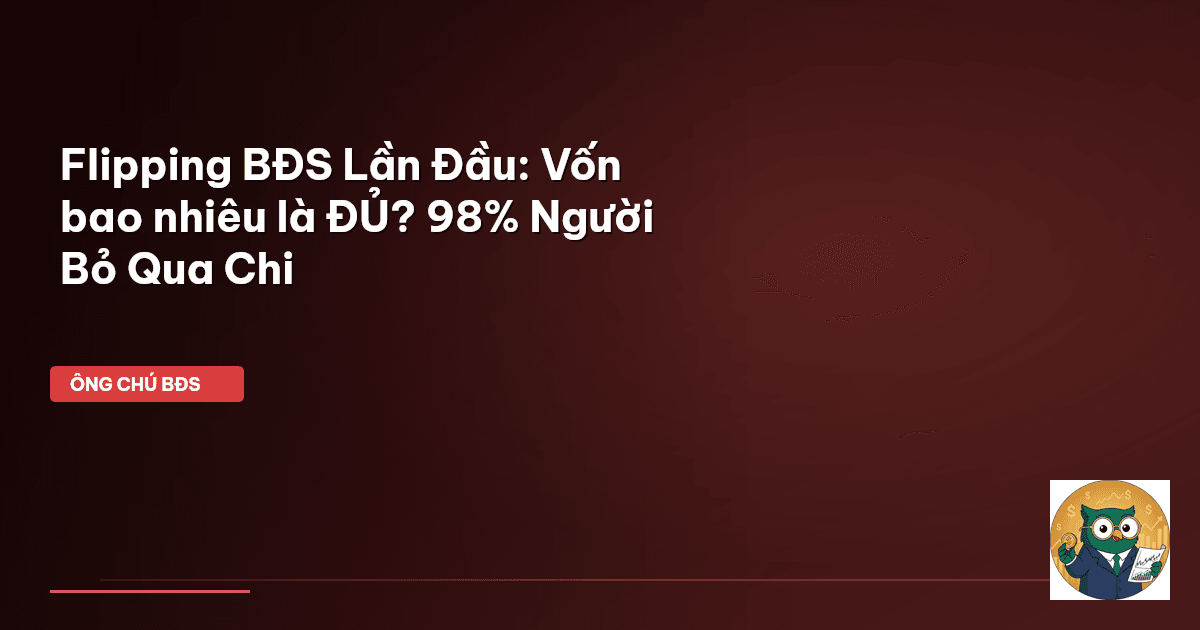 Flipping BĐS Lần Đầu: Vốn bao nhiêu là ĐỦ? 98% Người Bỏ Qua Chi