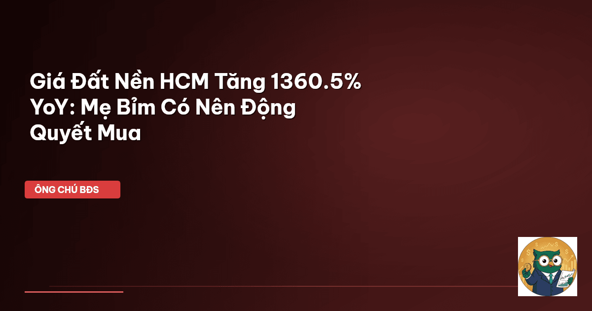 Giá Đất Nền HCM Tăng 1360.5% YoY: Mẹ Bỉm Có Nên Động Quyết Mua