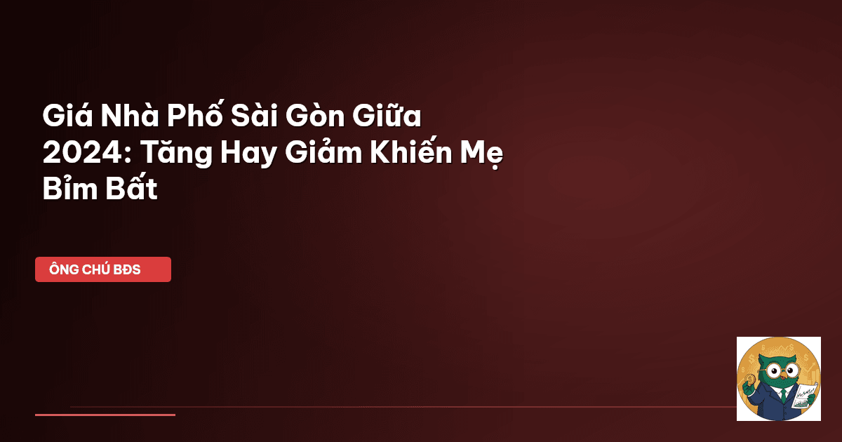 Giá Nhà Phố Sài Gòn Giữa 2024: Tăng Hay Giảm Khiến Mẹ Bỉm Bất