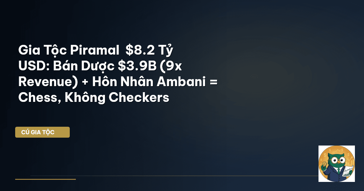 Gia Tộc Piramal – $8.2 Tỷ USD: Bán Dược $3.9B (9x Revenue) + Hôn Nhân Ambani = Chess, Không Ch
