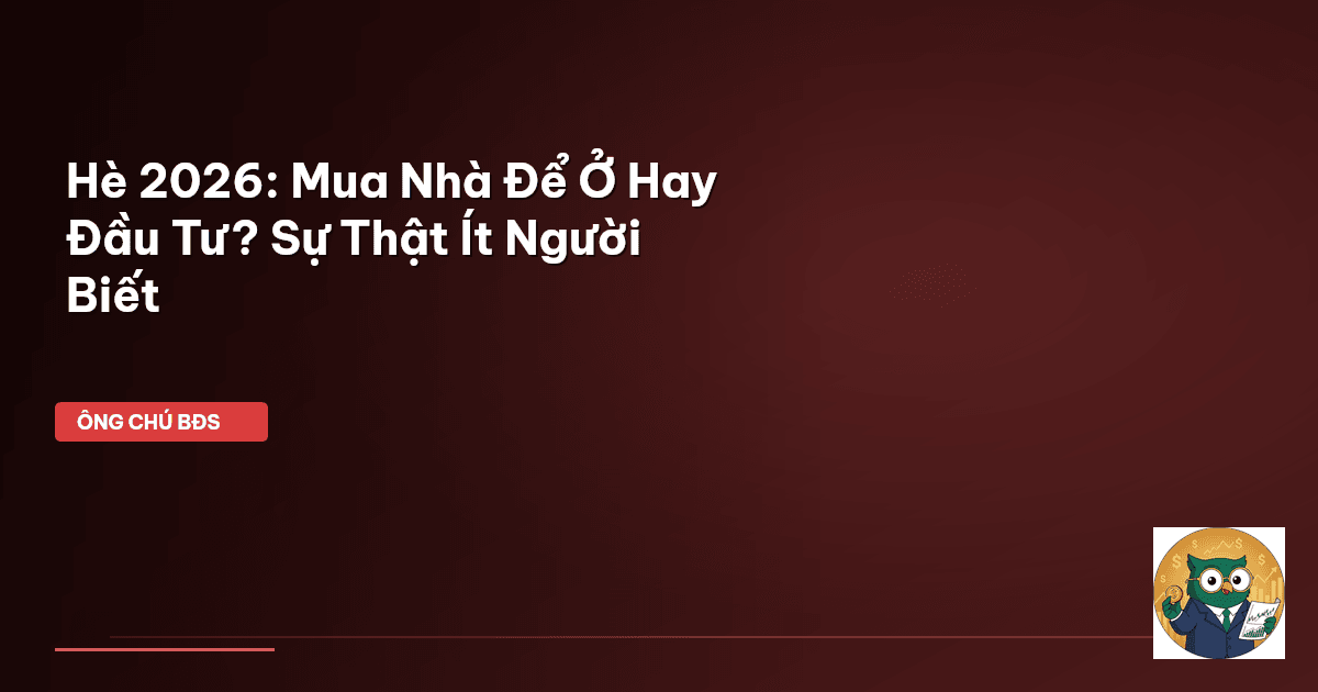 Hè 2026: Mua Nhà Để Ở Hay Đầu Tư? Sự Thật Ít Người Biết
