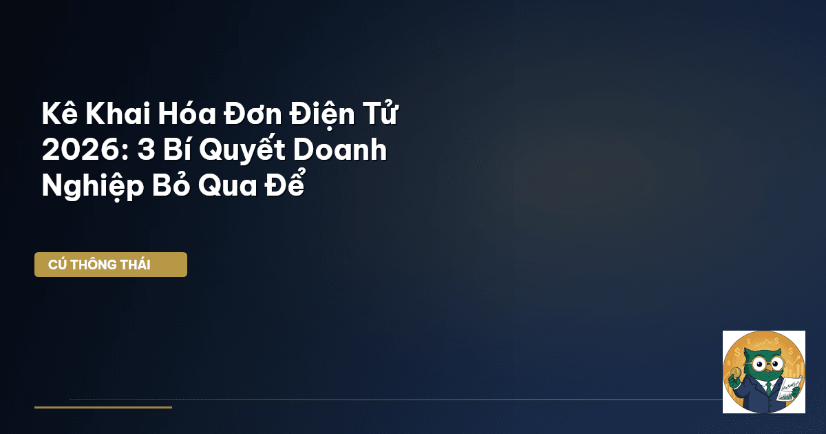 Kê Khai Hóa Đơn Điện Tử 2026: 3 Bí Quyết Doanh Nghiệp Bỏ Qua Để