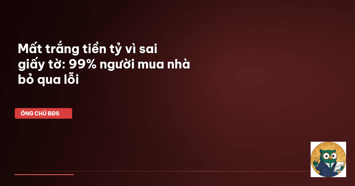 Mất trắng tiền tỷ vì sai giấy tờ: 99% người mua nhà bỏ qua lỗi