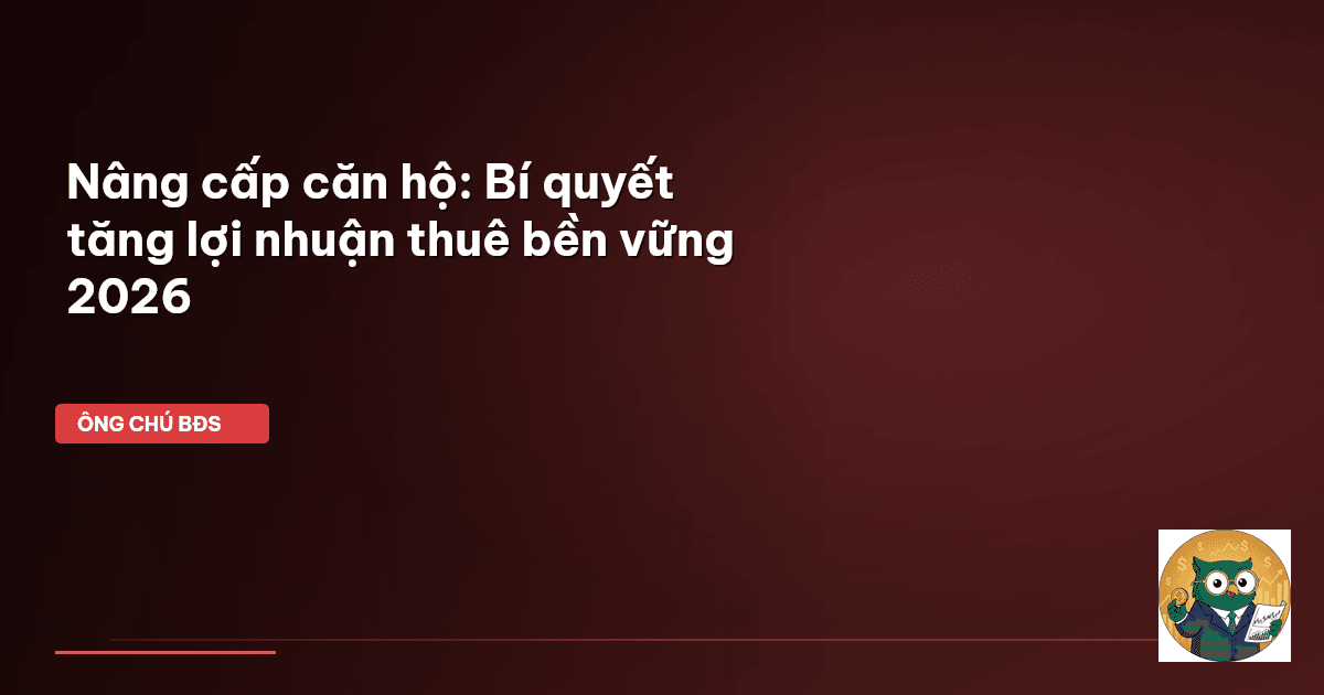 Nâng cấp căn hộ: Bí quyết tăng lợi nhuận thuê bền vững 2026