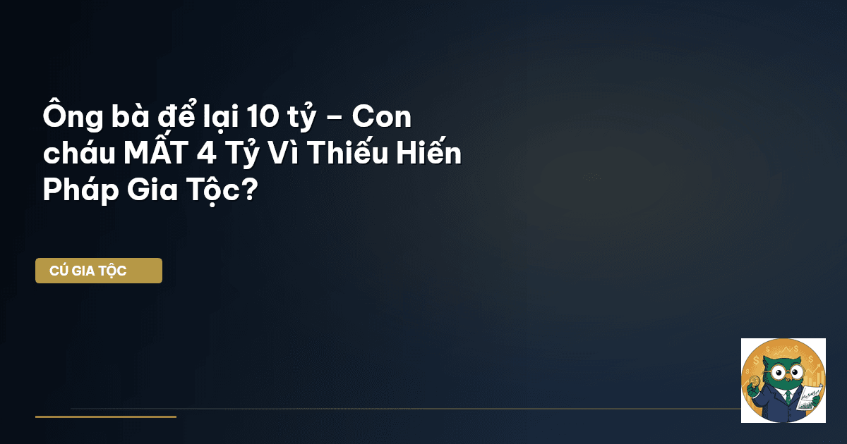 Ông bà để lại 10 tỷ – Con cháu MẤT 4 Tỷ Vì Thiếu Hiến Pháp Gia Tộc?