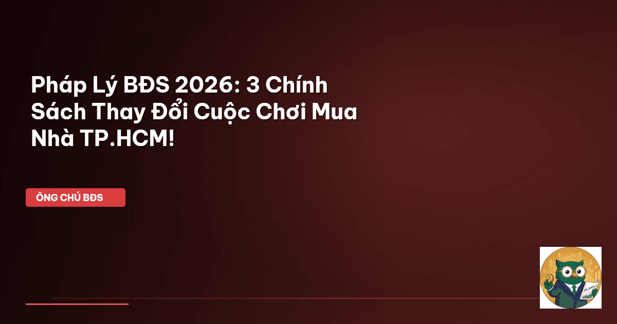 Pháp Lý BĐS 2026: 3 Chính Sách Thay Đổi Cuộc Chơi Mua Nhà TP.HCM!