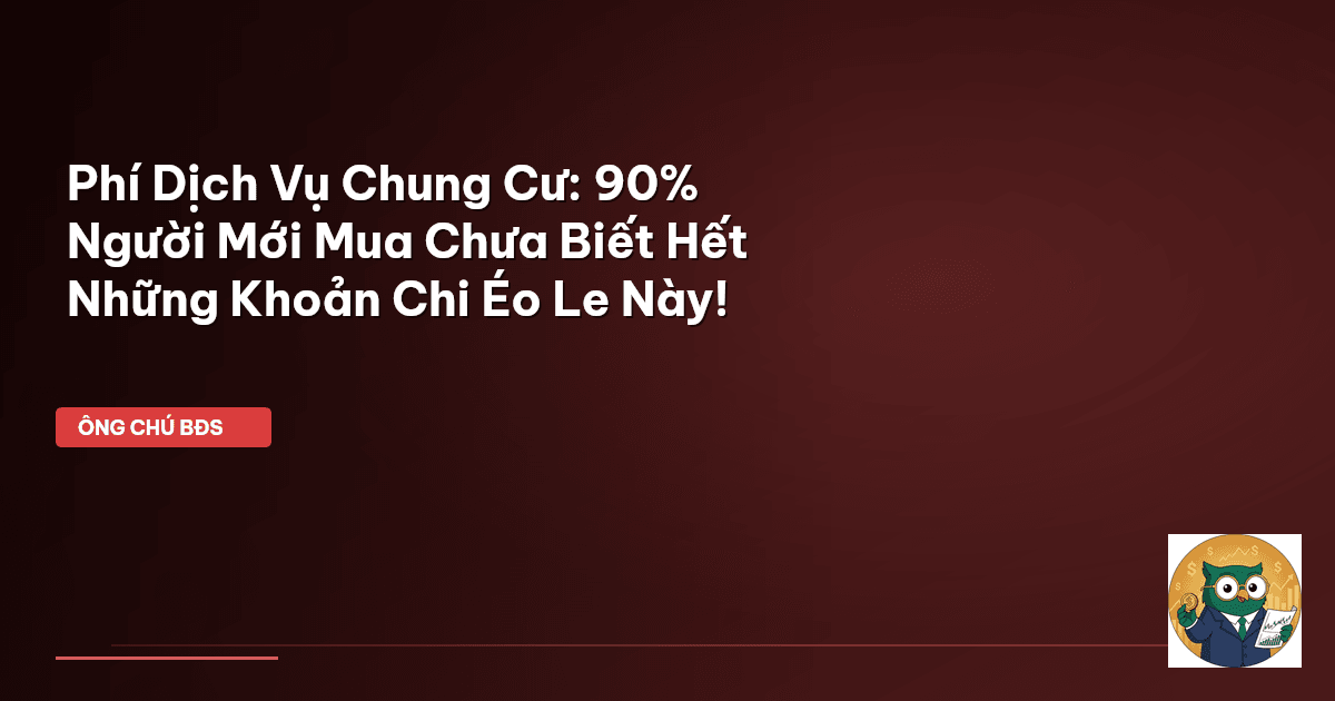 Phí Dịch Vụ Chung Cư: 90% Người Mới Mua Chưa Biết Hết Những Khoản Chi Éo Le Này!