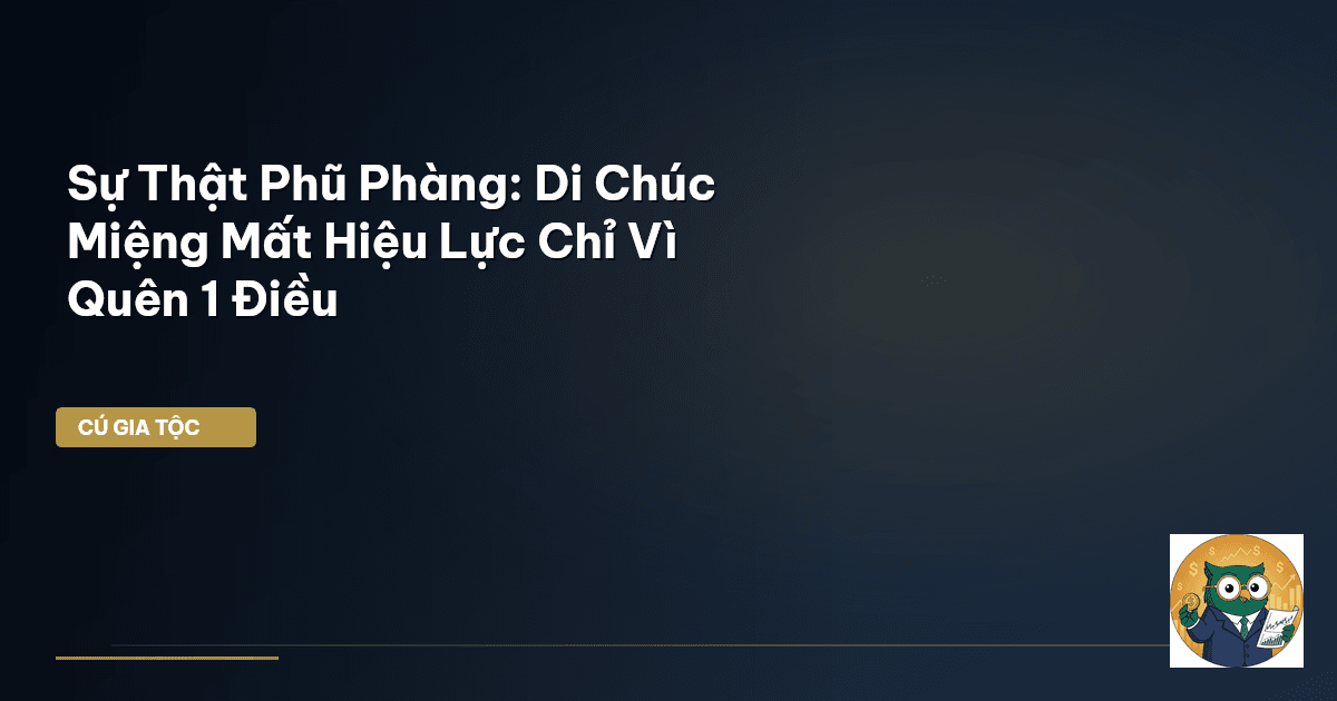 Sự Thật Phũ Phàng: Di Chúc Miệng Mất Hiệu Lực Chỉ Vì Quên 1 Điều
