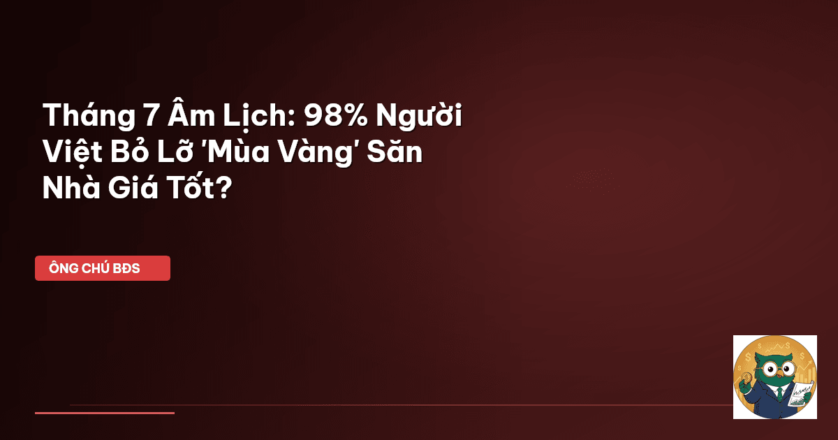 Tháng 7 Âm Lịch: 98% Người Việt Bỏ Lỡ 'Mùa Vàng' Săn Nhà Giá Tốt?