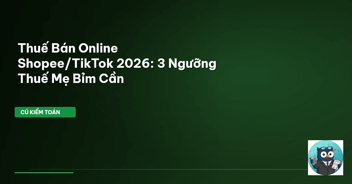 Thuế Bán Online Shopee/TikTok 2026: 3 Ngưỡng Thuế Mẹ Bỉm Cần