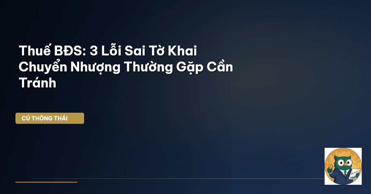 Thuế BĐS: 3 Lỗi Sai Tờ Khai Chuyển Nhượng Thường Gặp Cần Tránh