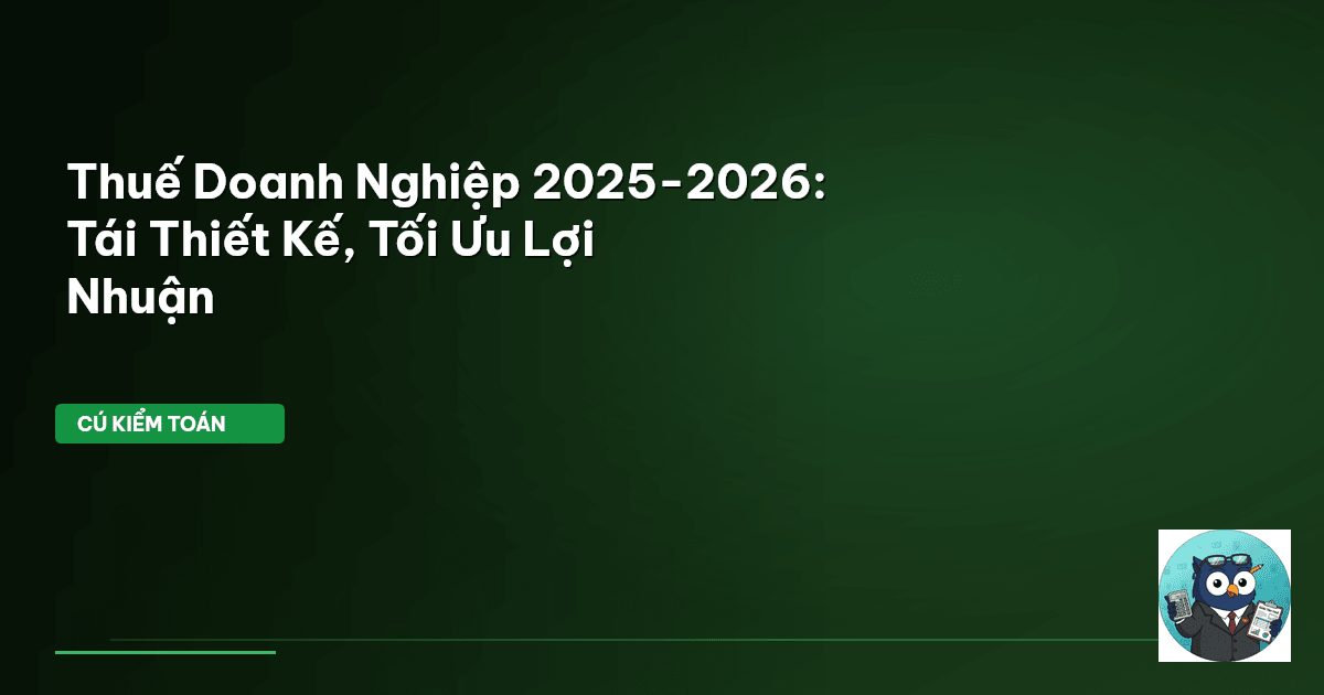 Thuế Doanh Nghiệp 2025-2026: Tái Thiết Kế, Tối Ưu Lợi Nhuận