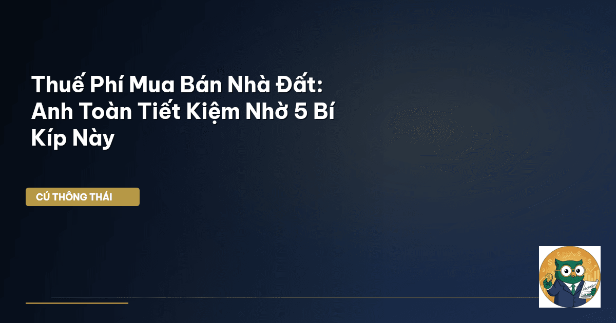 Thuế Phí Mua Bán Nhà Đất: Anh Toàn Tiết Kiệm Nhờ 5 Bí Kíp Này